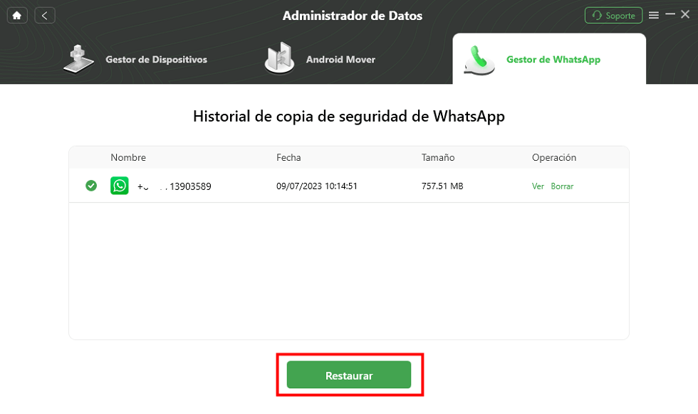 Selecciona la copia y pincha en Restaurar