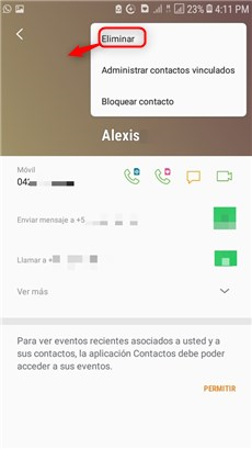 Eliminar contactos con la aplicación de Contactos