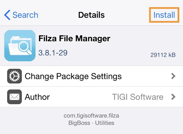 Instala Filza File Manager desde Cydia - Cómo eliminar el mensaje “Este iPhone está supervisado y administrado”