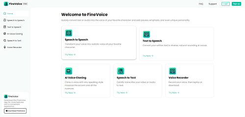 FineVoice-Cambiador de voz AI en línea