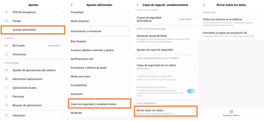 Cómo formatea el teléfono