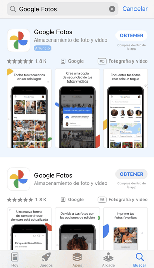 Usar Google Fotos para pasar fotos del PC a iPhone 6