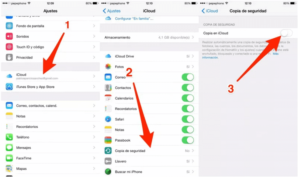 Abre Ajustes - iCloud para pasar datos de iPhone a iPhone