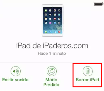 Pincha en Borrar iPad – Cómo desbloquear un iPad robado