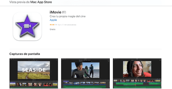 La aplicación iMovie en el Apple Store