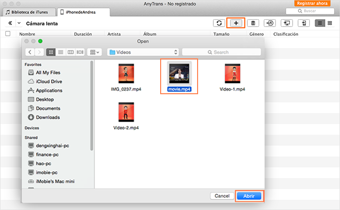 Importar vídeos a iPhone con AnyTrans - Paso 2