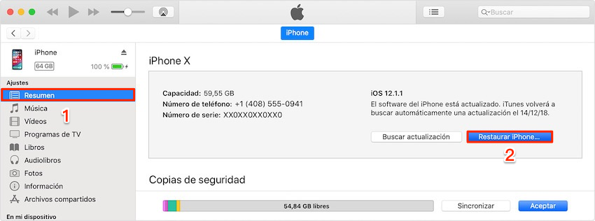 Mi iPhone se queda en verificando actualización - Restaura tu iPhone / iPad con iTunes