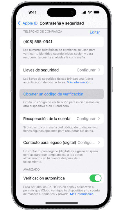 No me llega el código de verificación de apple id.