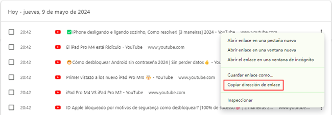 Utiliza el Historial de tu navegador para obtener la URL del vídeo de YouTube borrado 