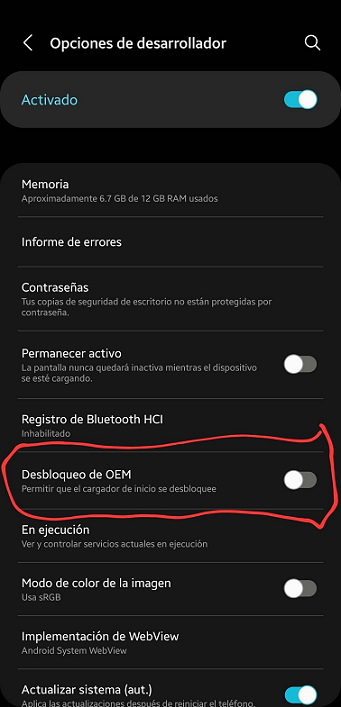 Autorizar al OEM de Samsung