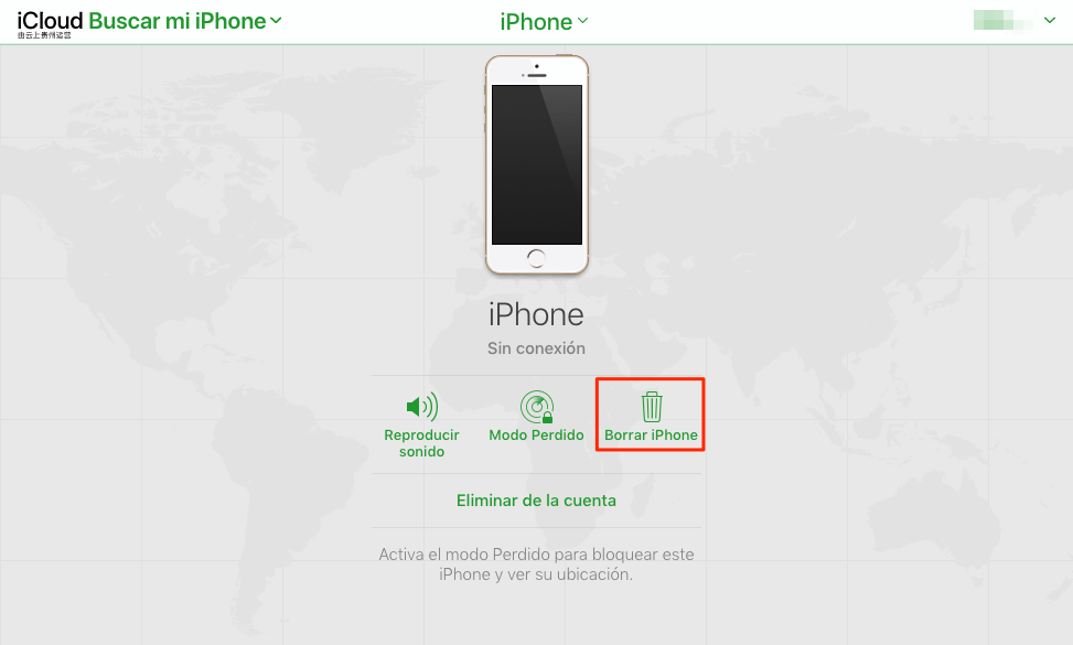 Haz clic en "Borrar iPhone"