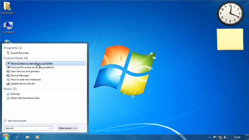 Abra el registrador de pasos de problemas