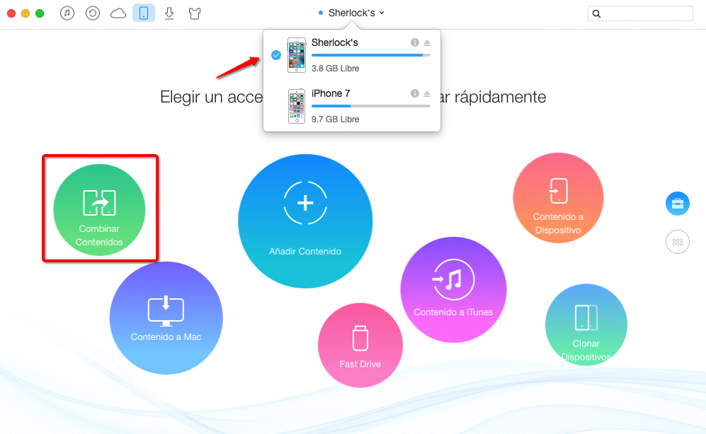 Cómo pasar calendarios de un iPhone viejo a un nuevo iPhone 7 con AnyTrans – Paso 1