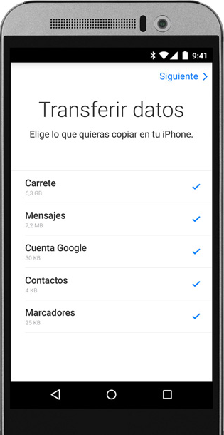 Pasar datos de Android a iOS por Pasar a iOS