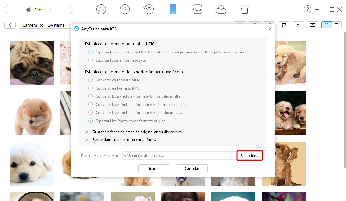 Pasar fotos de iphone 6 a pc - paso 3