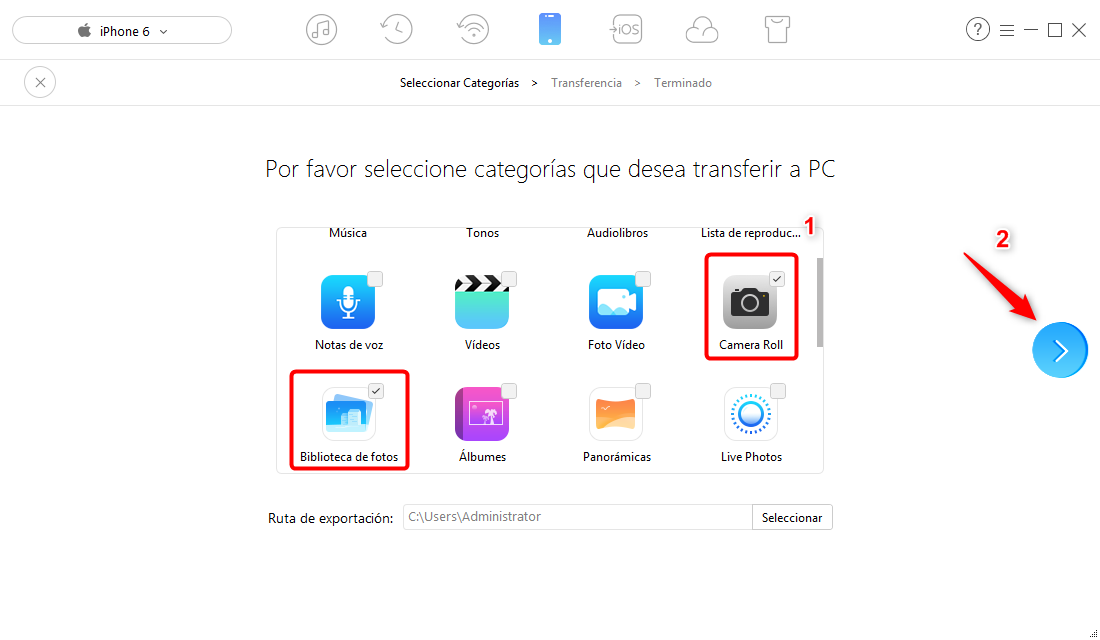 Cómo pasar fotos de iphone 6 a PC - paso 2