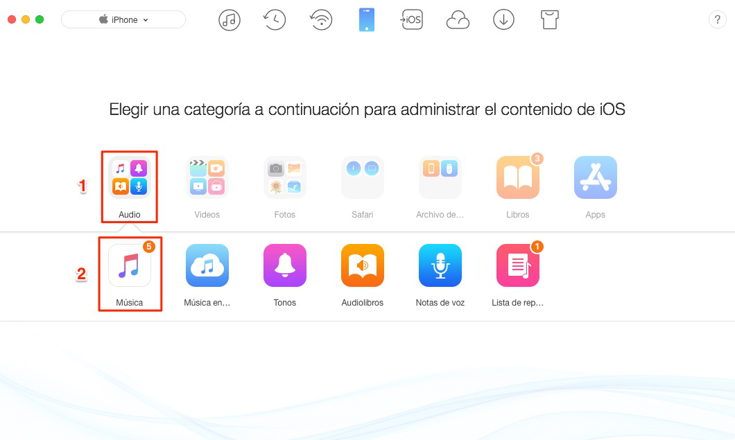 Pasar música del iPhone al PC - Paso 2