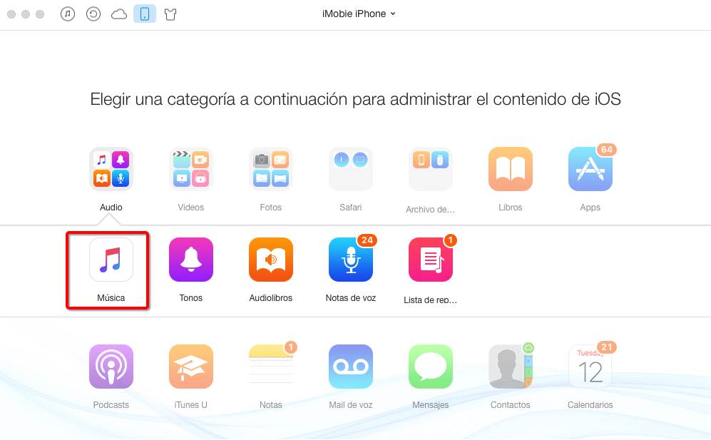 Pasar música al iPhone con AnyTrans - paso 2