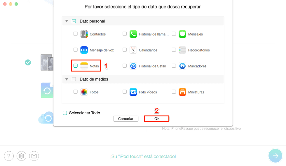 Recuperar notas borradas iPhone sin copia de seguridad - Paso 3
