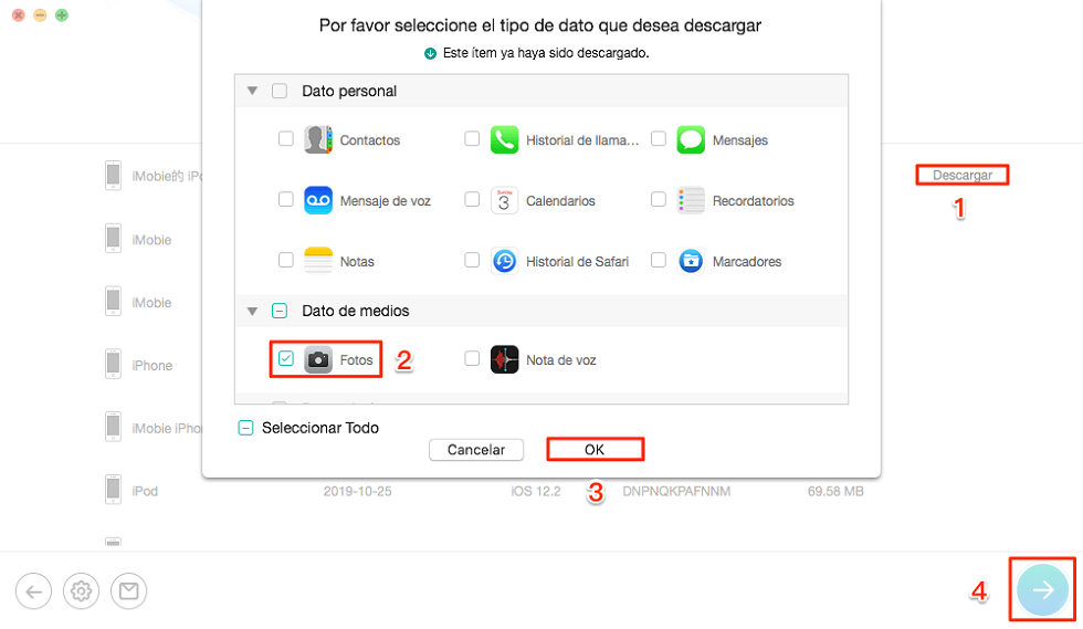 Descarga una iCloud copia adecuada para recuperar fotos iPhone roto - Paso 3