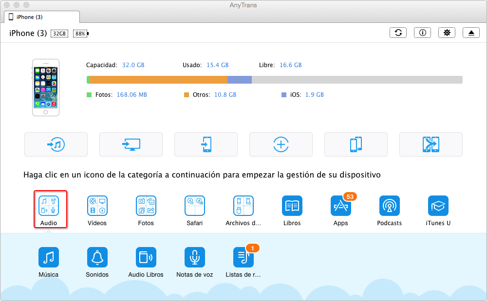 Cómo poner música desde el iPhone a la biblioteca de iTunes en Mac OS- Paso 1