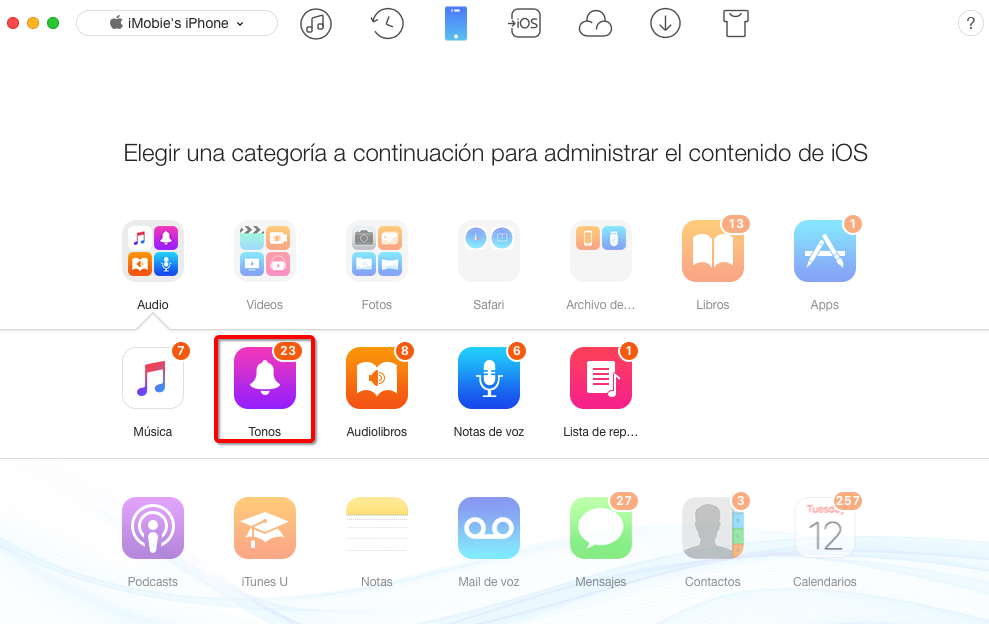 Poner tonos de llamada en el iPhone sin iTunes - paso 2