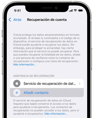 Restablecer con recuperación de cuenta