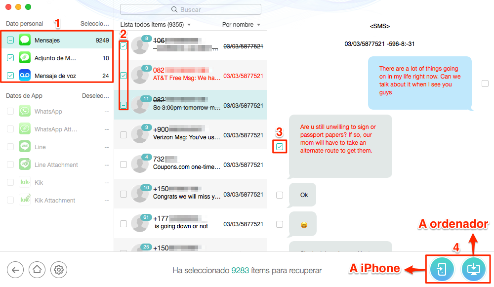 Cómo recuperar información de celular del propio iPhone - Paso 3