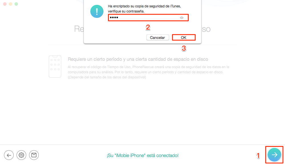 Recuperar el código para restricciones iPhone olvidado - Paso 3