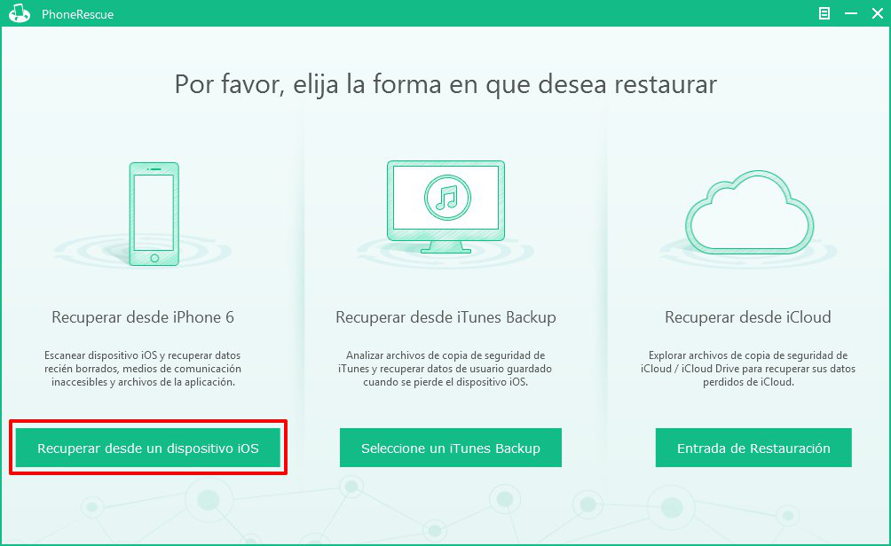 Cómo recuperar contactos eliminados de iPhone Paso 2