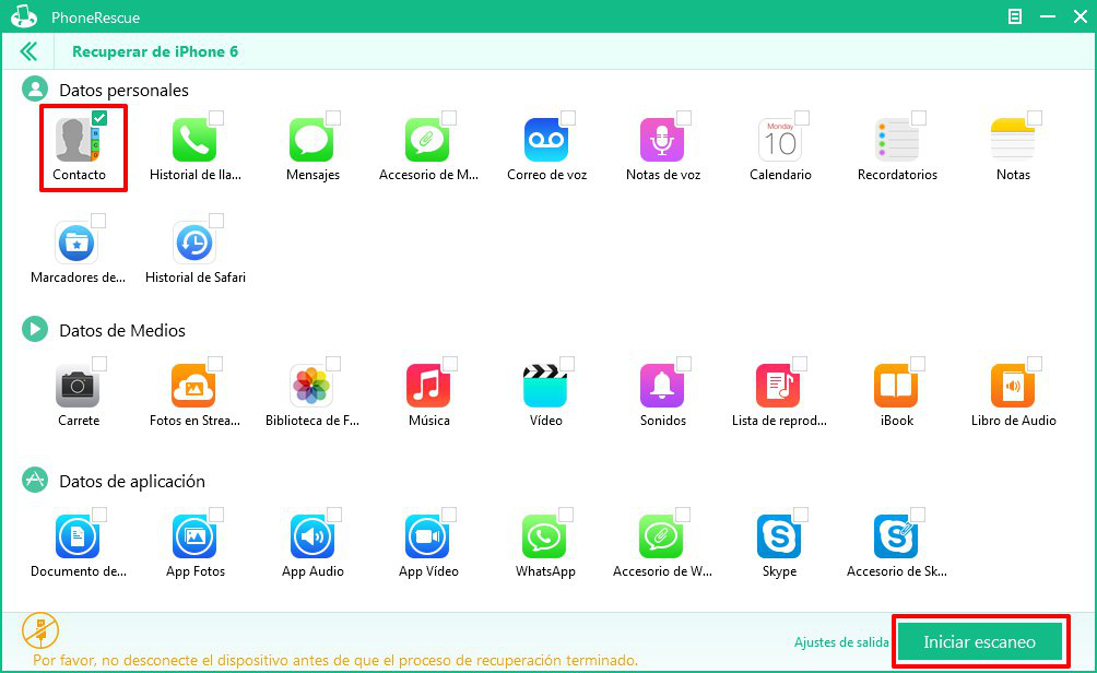 Cómo recuperar contactos eliminados de iPhone Paso 3