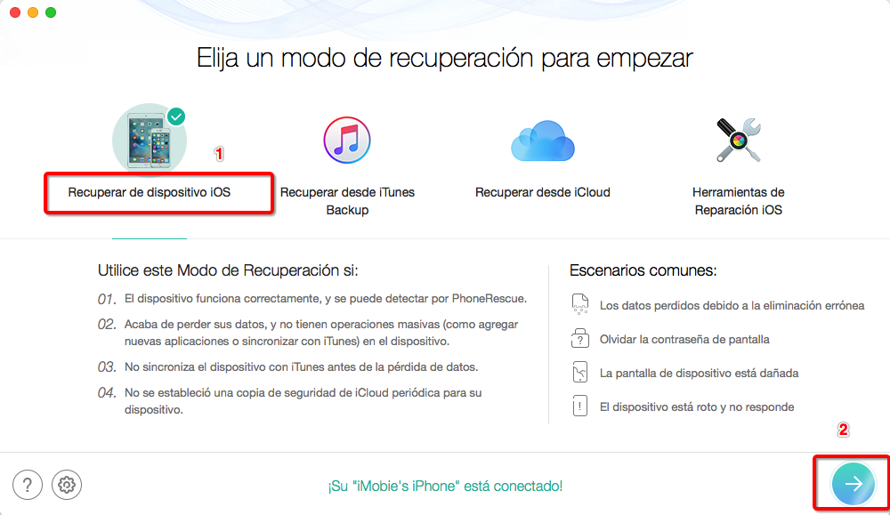 Recuperar los mensajes borrados en tu iPhone - Paso 2