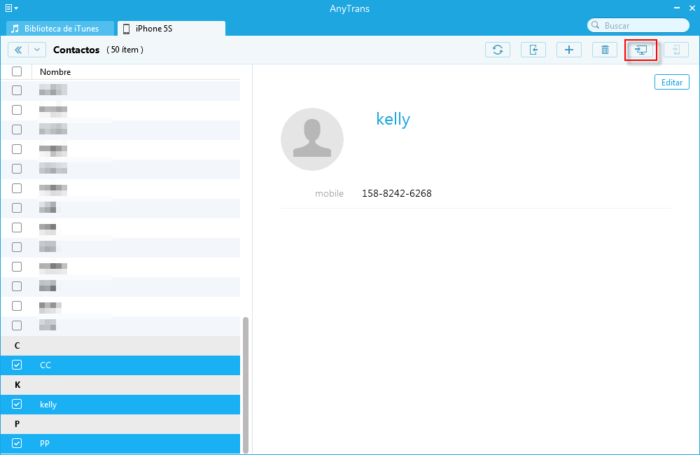 Cómo hacer copia de seguridad de contactos del iPhone a Windows y Mac - Paso 3