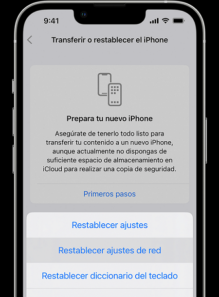 Restablece ajustes de red - Cómo arreglar mi iPhone no reconoce SIM sin servicio