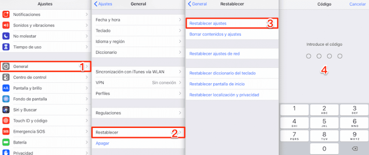 Restablecer los ajustes del iPhone