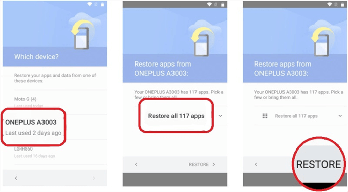 Restaurar todas las aplicaciones de Android