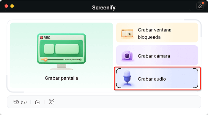 Selecciona la opción Grabar audio