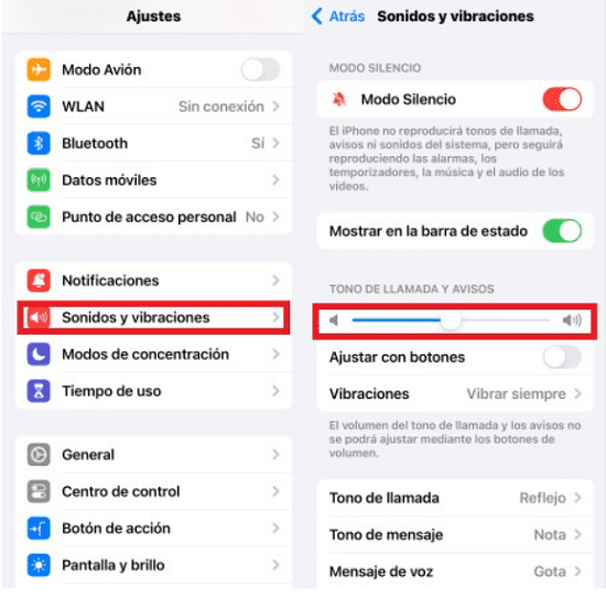 Solucionar el iPhone se escucha muy bajo llamada en los ajustes de volumen