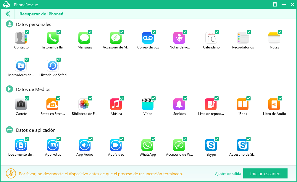 Mejor Alternativa a iTunes para Recuperación de datos iOS: Inicio de PhoneRescue