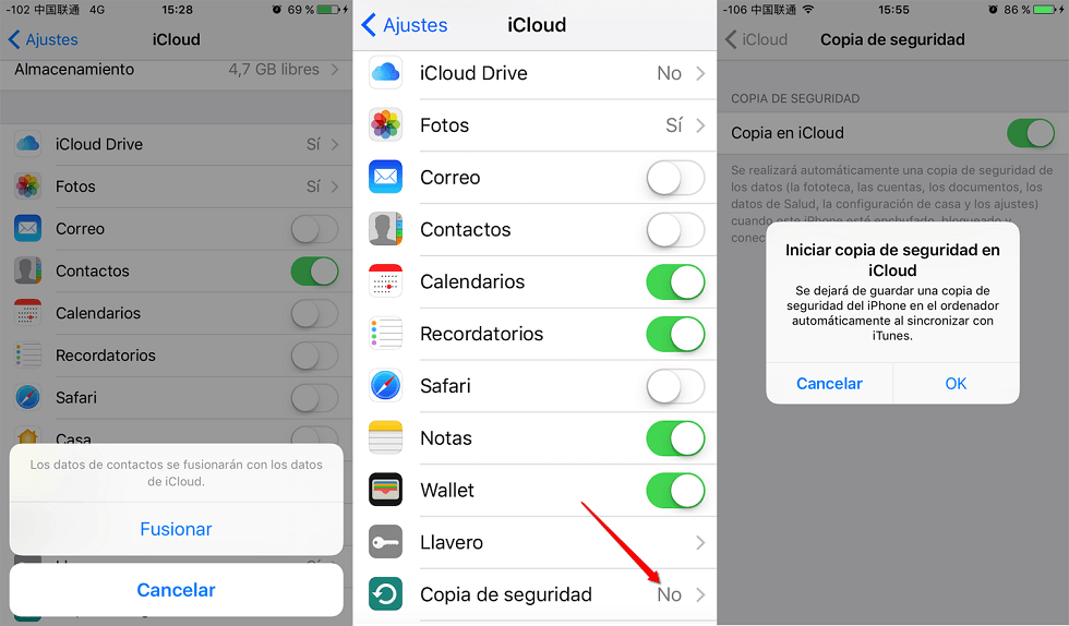 Transferir contactos de un iPhones a otro con iCloud
