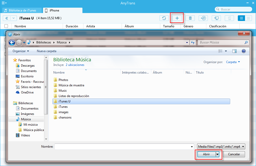 Cómo transferir iTunes U desde PC para iPhone - Paso 2