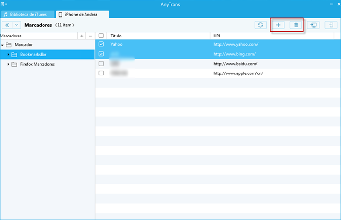 La transferencia de los marcadores de Firefox / Chrome en el PC para iPhone con AnyTrans - Paso 3