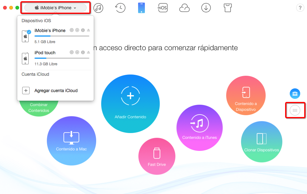 Cómo pasar música de iPhone a iPhone con AnyTrans – Paso 2
