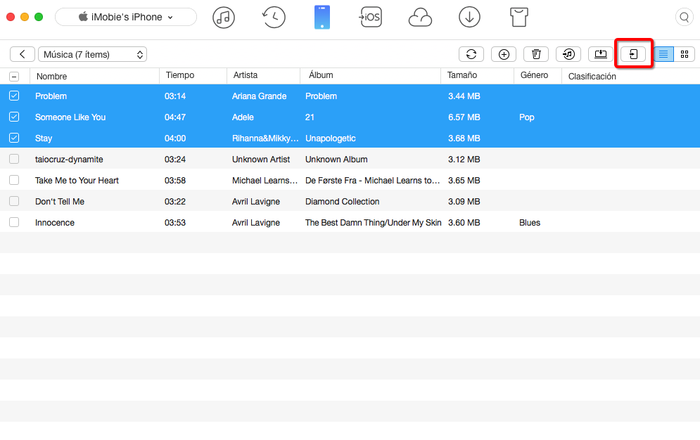 Cómo pasar música de iPhone a iPhone con AnyTrans – Paso 4