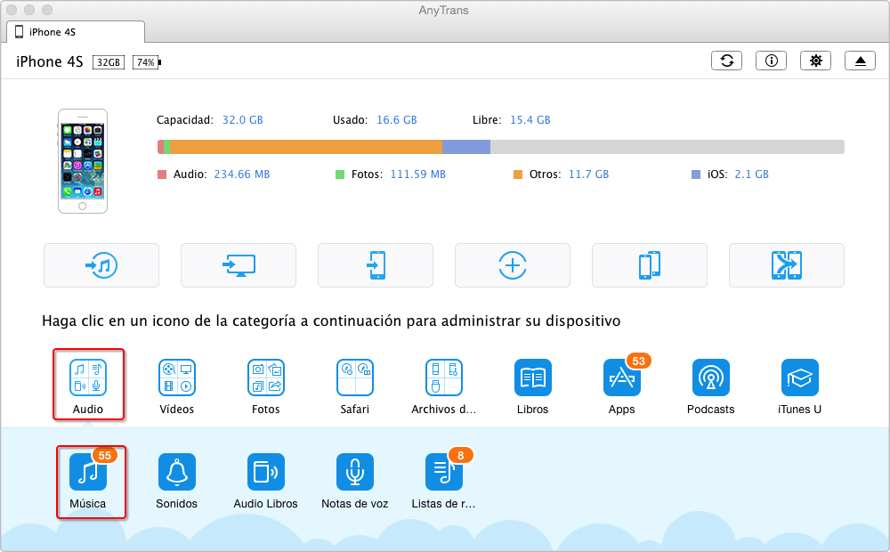 Cómo transferir música desde el iPhone a MacBook Pro / Air - Paso 2