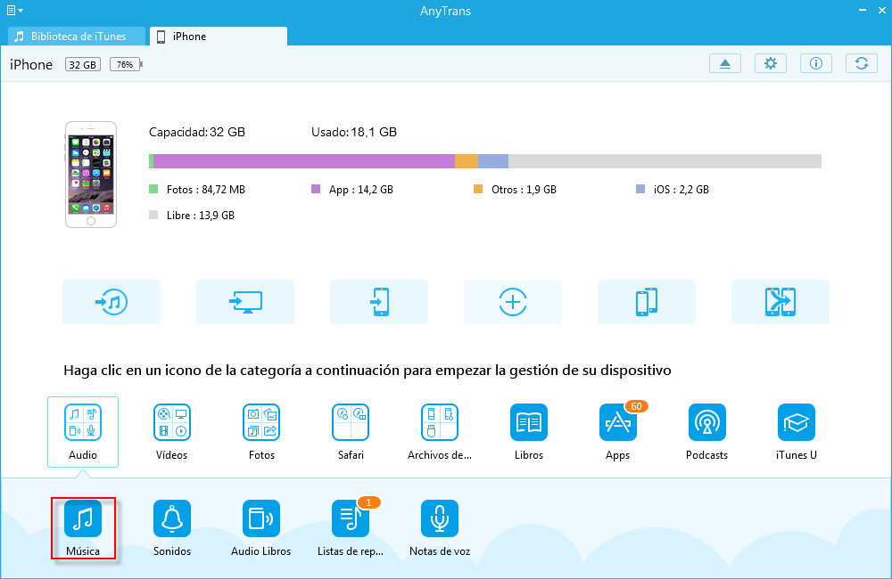 Transferir música desde iPod al computador Windows con AnyTrans