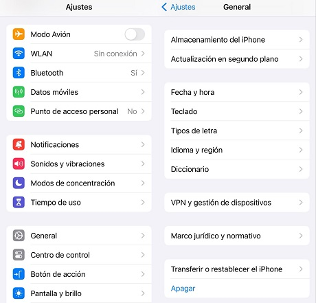 Ir a Transferir y restablecer el iPhone