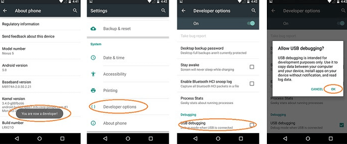 Activar la depuración USB para Android