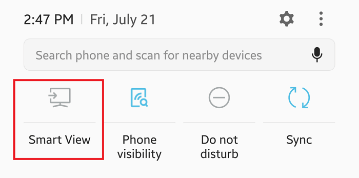 Habilitar Smart View para reflejar la pantalla de Android