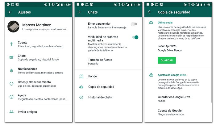 Comprueba si hay copias de seguridad de WhatsApp en Google Drive